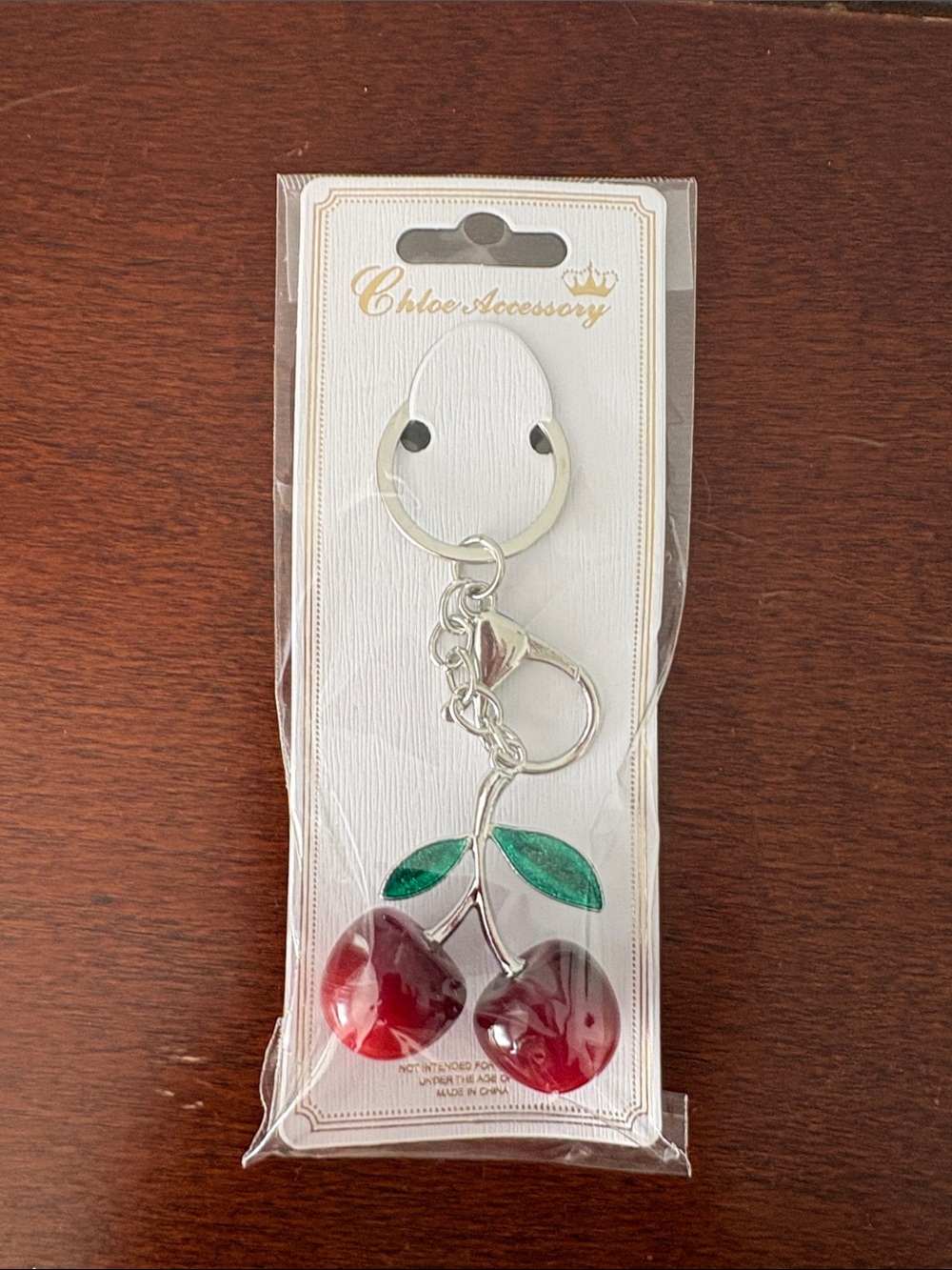 Silver-Tone Red Cherry Purse Charm and Key Chain NEW!